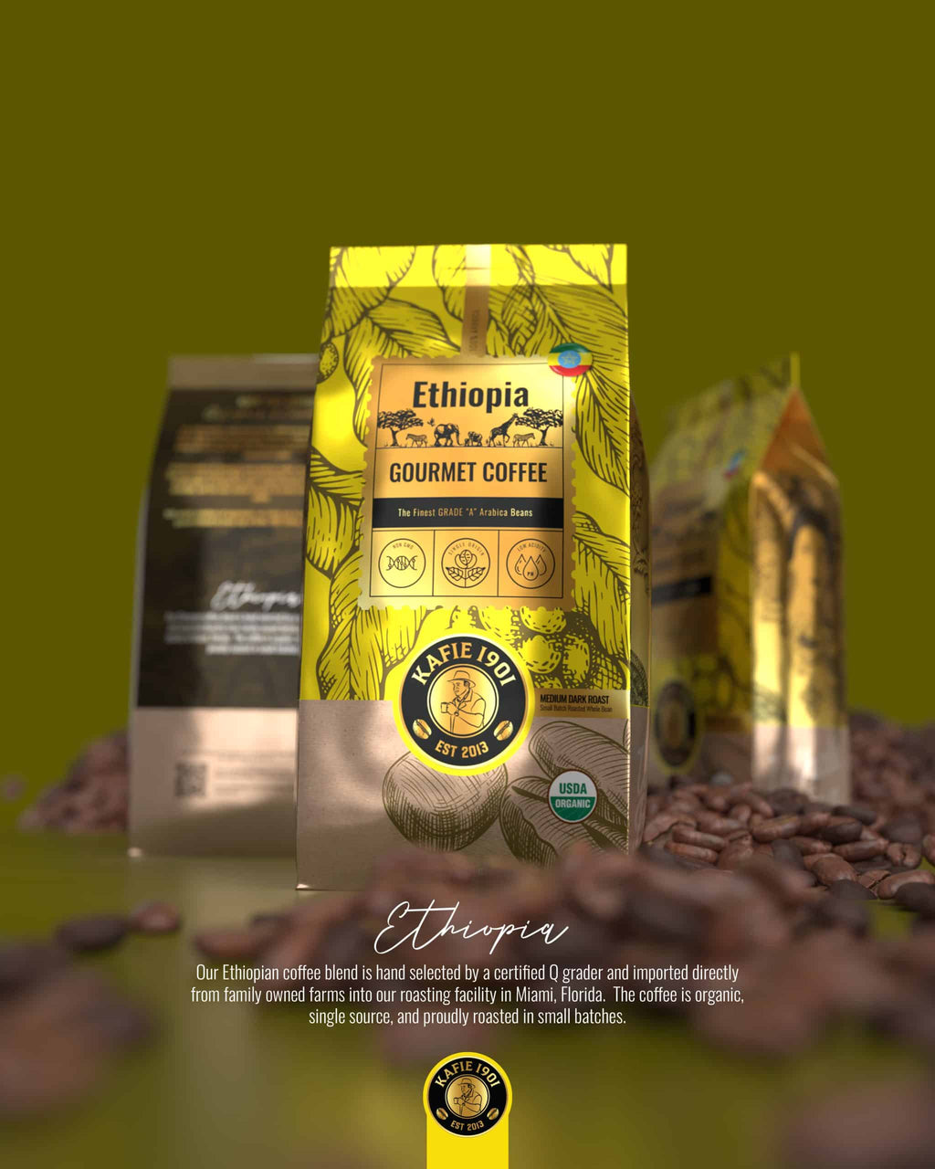 Kafie 1901 Ethiopia & Colombia Coffee and Cigar Pairing Set with Tony's Chocolonely