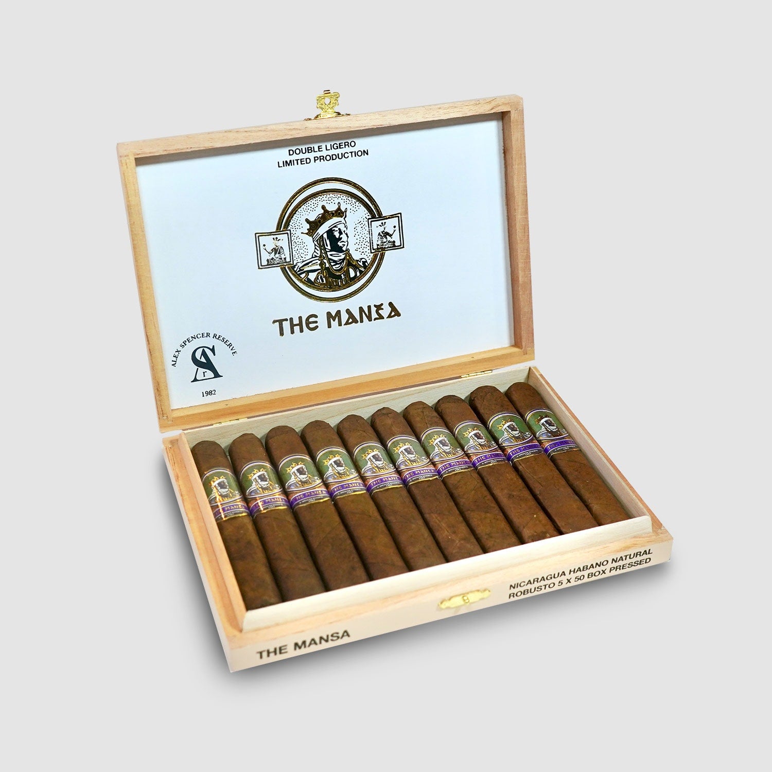 The Mansa Habano Natural Box Pressed Double Ligero Robusto Box of 10