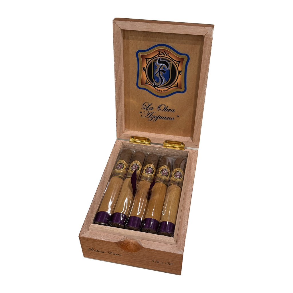 Open box of 15 Falto La Obra Azojuano Robusto Extra cigars