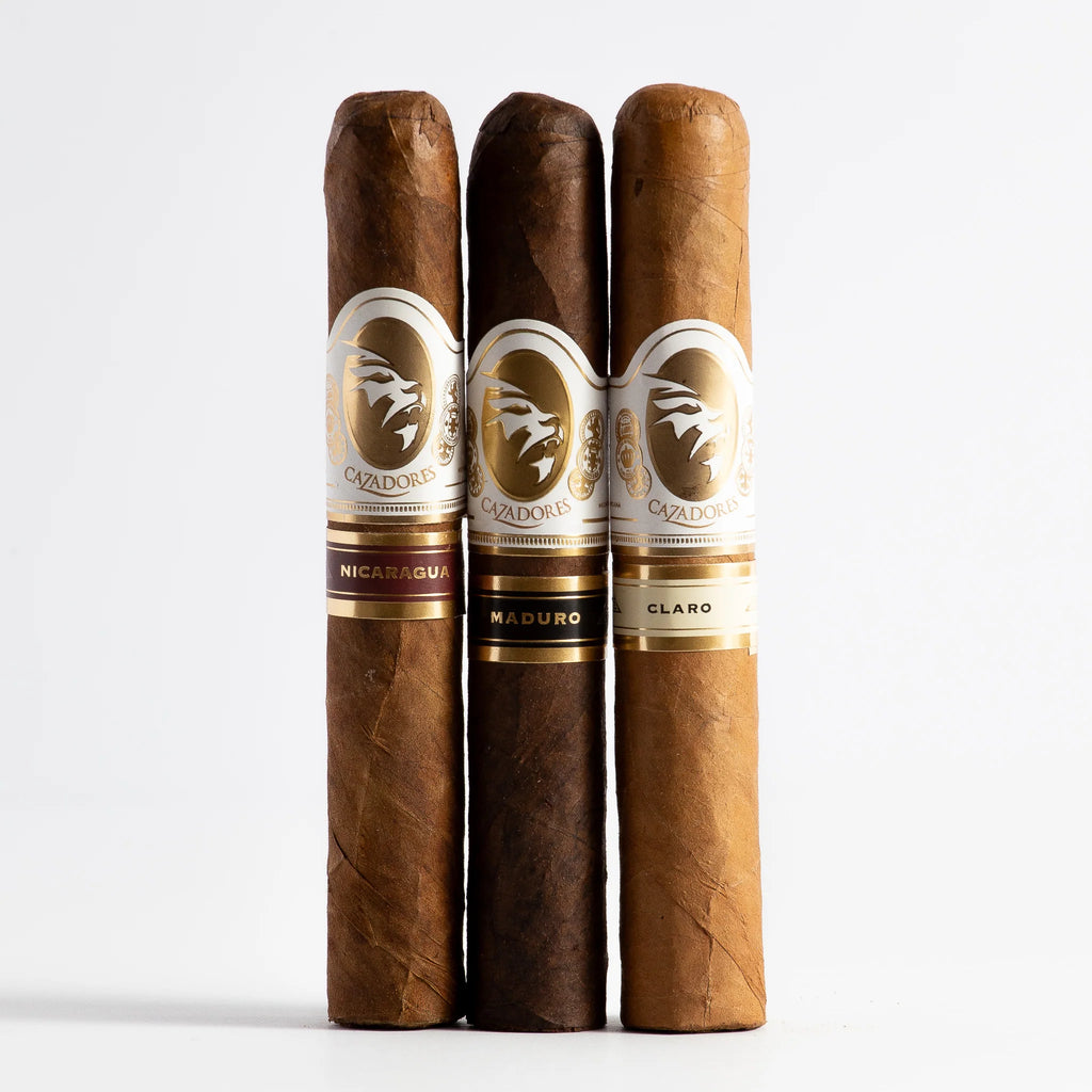La Aurora Cazadores Nicaragua, Maduro and Claro cigars side by side